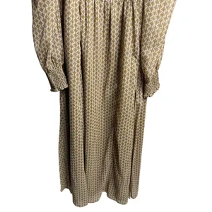 O.P.T Classic Smocked maxi Dress size XL Gold Metallic Square Neck Smocked thumbnail 5