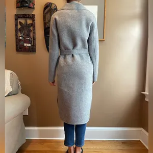 NWT Theory Womens Long Grey Wool and Cashmere Shirttail Belted Coat, size XS thumbnail 7