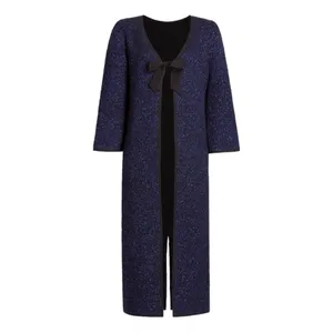 HILL HOUSE Lou Lou Wool-Blend Metallic Tweed Jacket, Midnight, XS thumbnail 4
