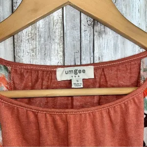 Umgee Orange Mixed Print Floral & Polka Dot Dolman Blouse •Small thumbnail 4