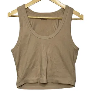 Abercrombie & Fitch Soft A&F Essentials Tan Ribbed Knit Cropped Tank Top Size M thumbnail 1