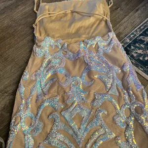 Lucy in the Sky Starstruck Strappy Dress in Nude Iridescence size small thumbnail 10