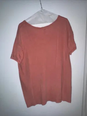 Real Soft Aerie Relaxed V-Neck Short Sleeve Oversized Tee in Coral thumbnail 4