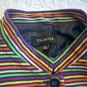 Talbot's Multicolor striped Long Sleeve Button Front Mandarin Collar Blazer 12 thumbnail 10