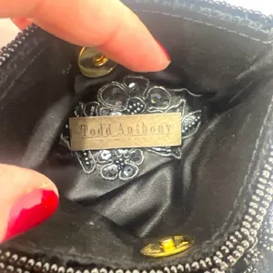Todd Anthony Black Beaded Sequin Evening Bag‎ Vintage Flapper Purse thumbnail 8