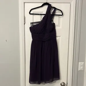 Donna Morgan Rhea Purple One Shoulder Chiffon Bridesmaid Dress Size 12 thumbnail 3