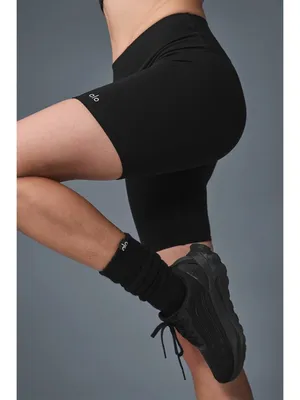 Alo Yoga High Waist Biker Shorts in Black Medium New Womens Leggings thumbnail 9