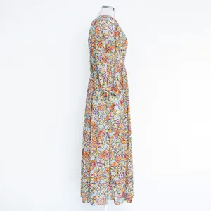 Maje - ‎ Orange Blue Hibiscus Cut Out Maxi Dress thumbnail 5