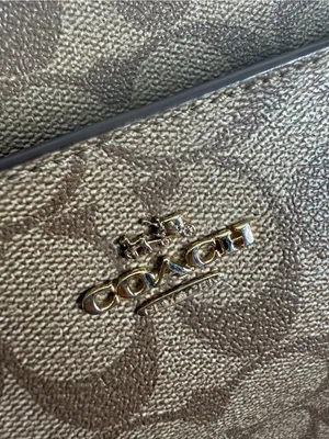 Coach‎ Signature Monogram Khaki Brown Leather Trim Crossbody Bag thumbnail 6