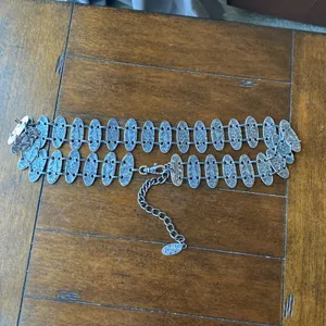 Vintage Metal silver oxidized heavy bohemian festival western belt 37-45" thumbnail 5