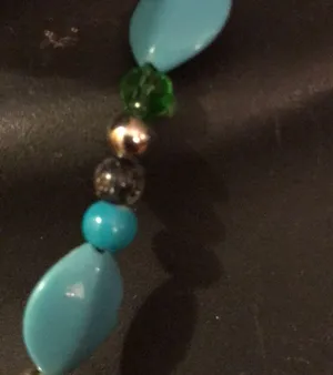2$30 New silver frog necklace on beaded chain in blue thumbnail 4
