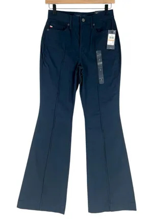 Tommy Hilfiger Lafayette Navy‎ Blue Stretch High Rise Flare Pants NWT Size 2 thumbnail 1