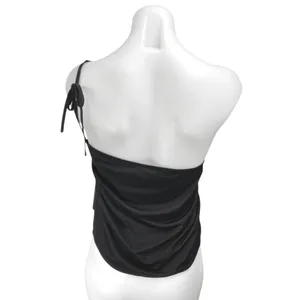 Tiger Mist Women's Black One Shoulder Sleeveless Cami Camisole Crop Tank Top S thumbnail 2