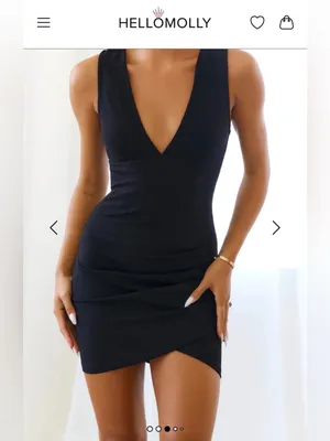 Hello Molly Delicate Encounters Black V-Neck Midi Bodycon Dress Size 2 thumbnail 3