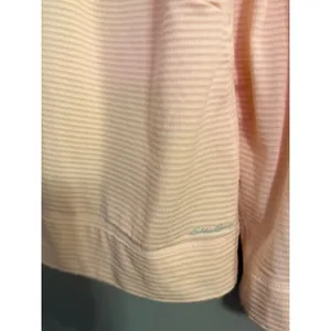 Eddie Bauer Womens L Pink Striped Quarter‎ Zip Pullover Long Sleeve Activewear thumbnail 2
