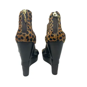 Diane von Furstenberg Opal Wedge Sandals Leopard Leather Calf Hair Brown‎ Size 8 thumbnail 8