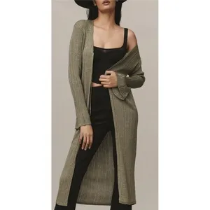 By ANTHROPOLOGIE Long Shine Cardigan Sweater Green Tie Front Knitwear Small thumbnail 5