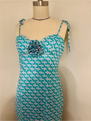 Urban Outfitters The Frolic Blue Printed Midi Dress Size Medium thumbnail 7
