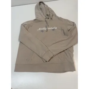 Aeropostale Butterfly Sweater Pullover Hooded Size m Beige thumbnail 2