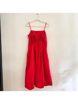 Damson Madder Iris Bow Midi Dress Red Size 10 thumbnail 6