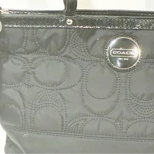 COACH Black STRIPE‎ STITCHED NYLON TOTE—E1276- F17668 thumbnail 2