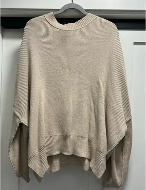 Emory park Cream Balloon Sleeve Sweater Oversized thumbnail 1