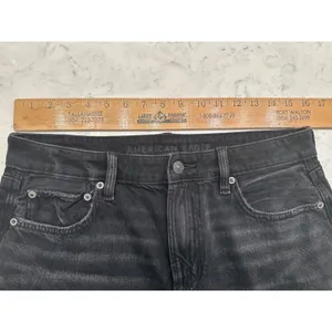 American Eagle Super High-Rise Ultra Wide Leg Jeans Black Strigid Womens 8 Short thumbnail 11