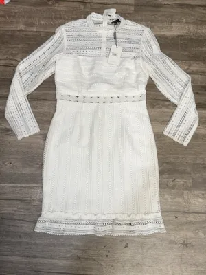 NWT Bardot Vivian Splice Ivory Lace Long Sleeve Bridal Dress US 8 M thumbnail 2