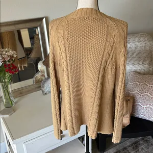 Vintage Jones, New York cable knit cotton two button open front sweater M thumbnail 4