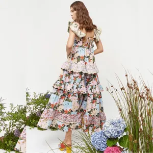 NWT CeliaB Tiered Ruffle Maxi Dress Blue thumbnail 6