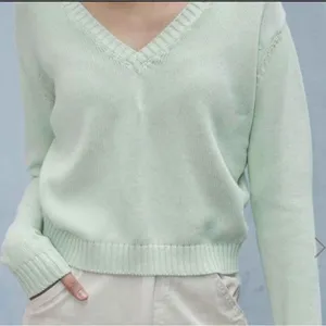 Brandy Melville Leigh Mint Green Ribbed V-Neck Sweater NWT OS thumbnail 2
