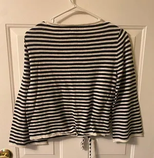 J. Crew Striped Flare Sleeve tie front sweater size small thumbnail 2