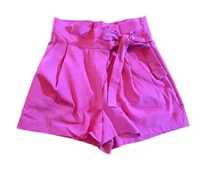 Zara Shorts Womens‎ M Pink Paperbag Waist Tie Belt High Rise Pleated thumbnail 1