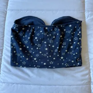 Forever 21 ✨ Y2K Navy Star Print Strapless Bandeau Top ✨ Soft Stretch Sweetheart Tube Top Small 🌙⭐ thumbnail 3