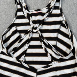 Betsey Johnson Striped Racerback Tank Top Women's Small Black/White Gold Metalli thumbnail 9