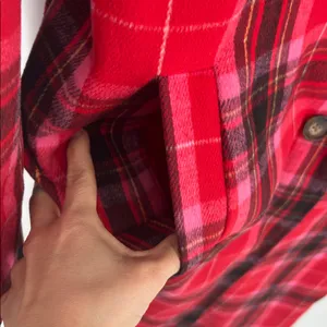 Old Navy Women’s Long Coat Red Tartan Plaid Oversized Soft Brushed Duster~L thumbnail 4