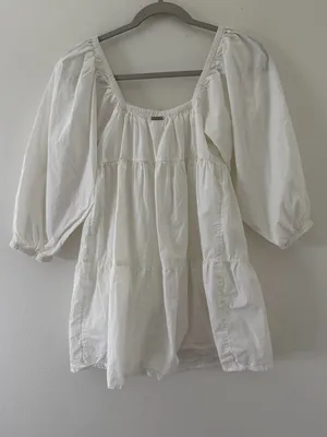 Billabong Love Crush Babydoll Square Neck Puff Sleeve Cotton dress size small thumbnail 5