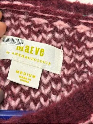 Maeve Anthropologie Sigfried Sweater M Pink Burgundy Fair Isle Knit Wool Blend thumbnail 6
