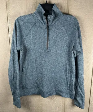 Lululemon Engineered Warmth Half-Zip 1/4 Zip Pullover Women's 8 Teal Blue Active thumbnail 1