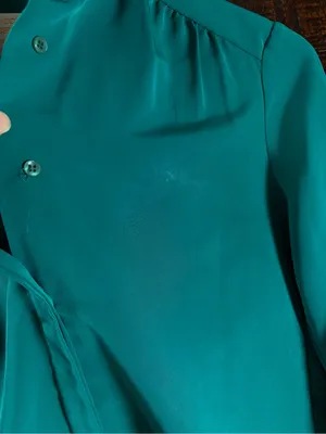Vintage Pendleton Emerald Green Long-Sleeve Button-Front Blouse thumbnail 4