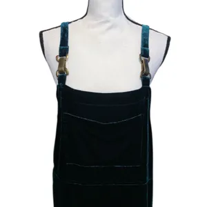 Sag Harbor Velvet Overall Jumper Dress Dark Green Vintage thumbnail 2