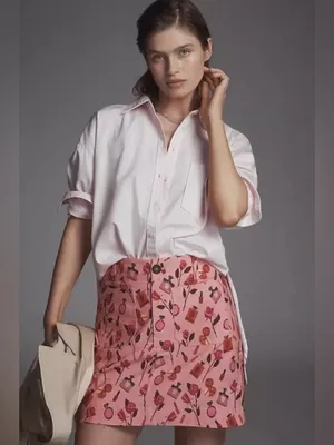 Anthropologie Maeve The‎ Anisa Makhoul Colette Mini Skirt Pink Rose Size Small thumbnail 4