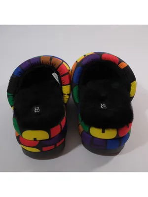 UGG Rainbow Puff Platform Slide Slippers with Black Plush thumbnail 4