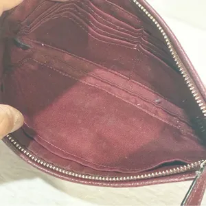 COACH Burgundy Red Crossgrain Leather Large Wristlet‎ Wallet Card Holder thumbnail 5