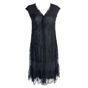 Garnet‎ Hill Babydoll Dress S Sheer Lace Overlay Bow Tie Whimsigoth Dark Fairy thumbnail 3