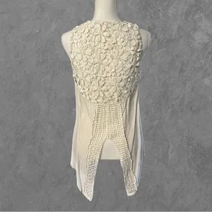 LOVESTITCH | Cream Ivory Floral Crochet Lace Tunic Tank Top Size M thumbnail 3