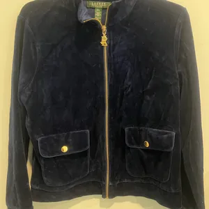 Ralph Lauren Velvet Velour Navy Jacket women‎ Large thumbnail 2
