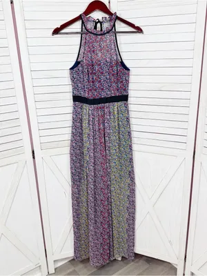 BCBGeneration Confetti Floral Halter Maxi Dress Pink‎ Multi Size 2 Twee Cottage thumbnail 9