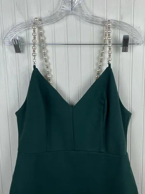 NEW Lulus She's Extra Emerald Green Pearl Strap Bodycon Mini Dress Size Large thumbnail 6