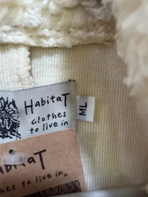 Habitat Cream Sherpa Teddy Fleece Button Front Vest Made in USA Size M/L thumbnail 6